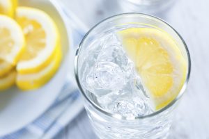 Refreshing Ice Cold Water with Lemon