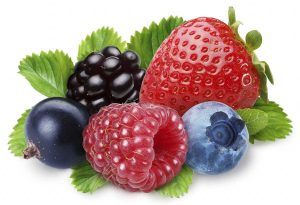 Handful of berries on a white background