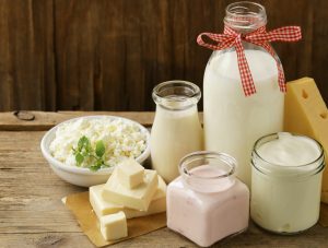 organic dairy products - milk, sour cream, cottage cheese, yogurt